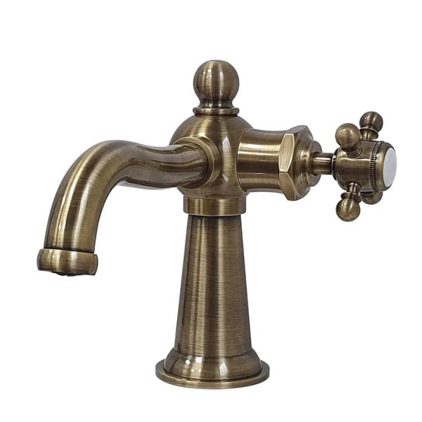 slide 2 of 7, Nautical Single-Handle 1-Hole Deck Mount Bathroom Faucet Antique Brass