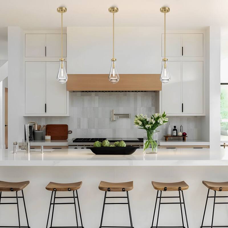 Starsky 1-Light Teardrop Modern Clear Raindrop Glass Pendant