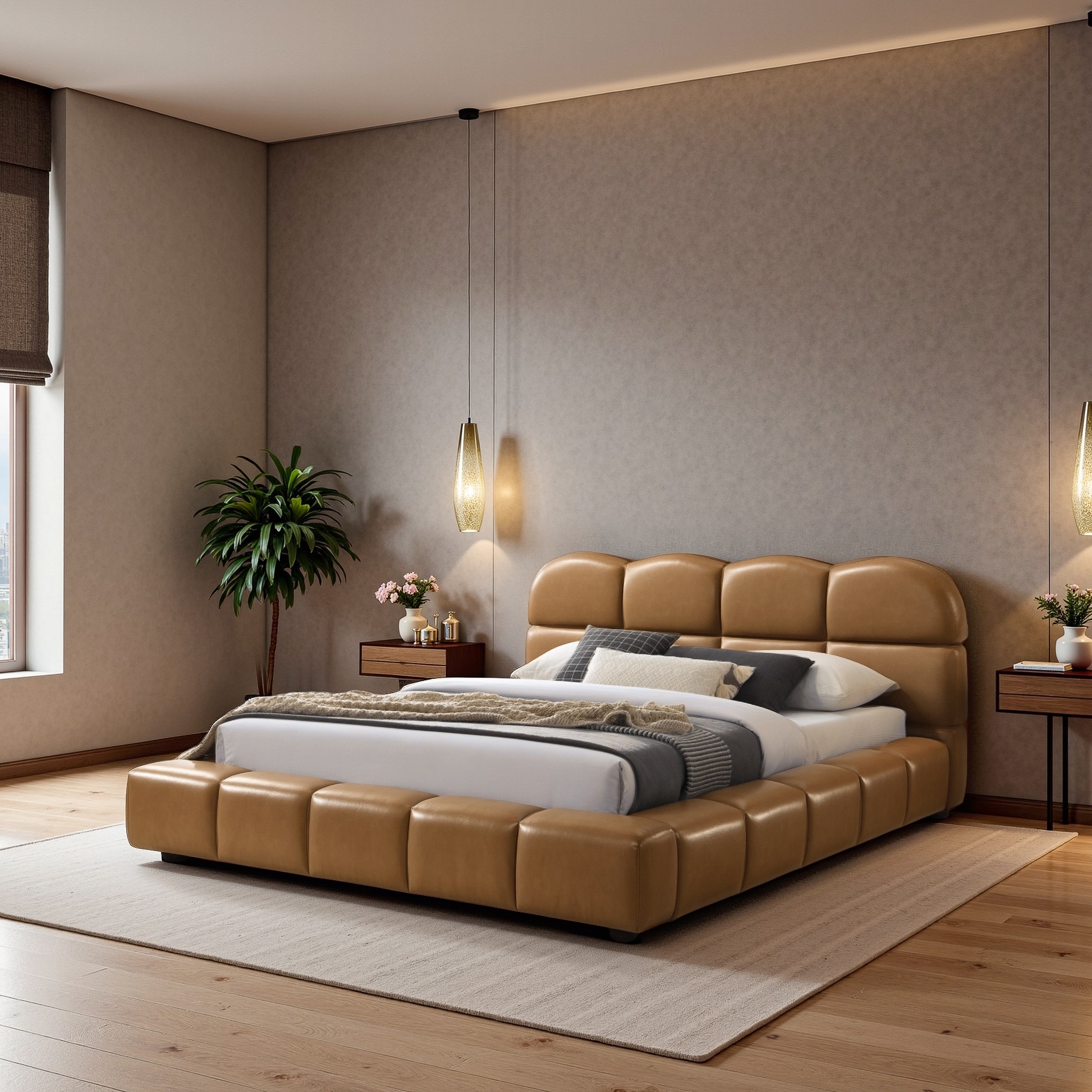 Missoula Tufted Queen Size Platform Bed with Easy Assembly & No Box Spring 