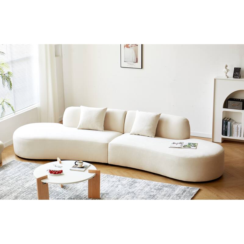US Pride Furniture 132.3 inch Large Size Elegant Half Moon Design Curved 6-Seat Sofa with High-Density Foam Filled
