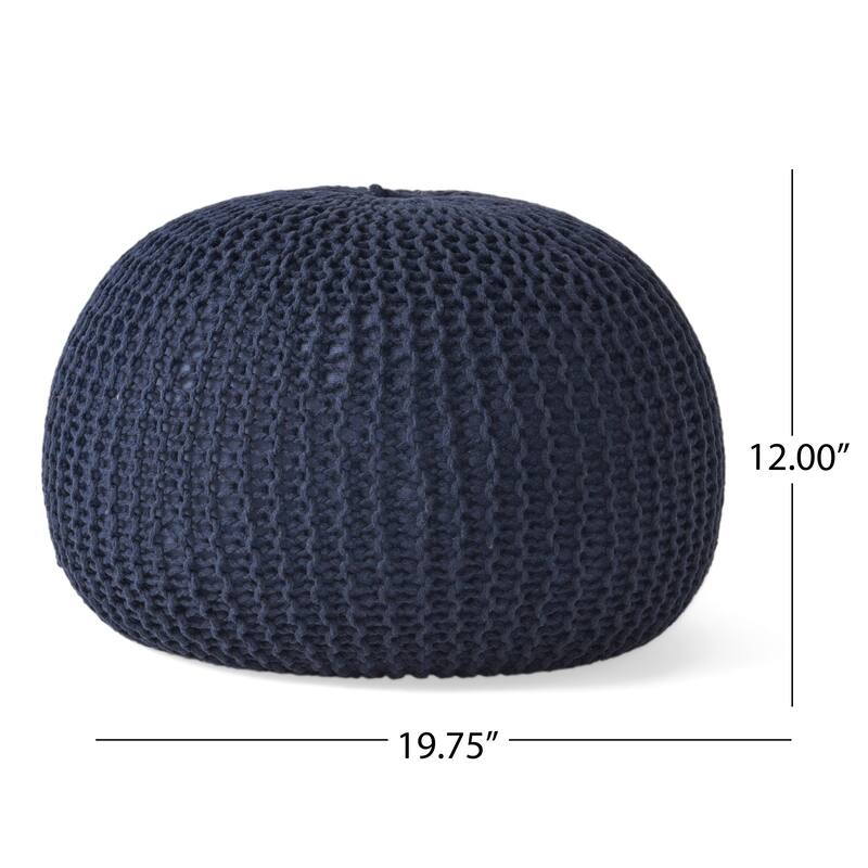 Abena Knitted Cotton Pouf by Christopher Knight Home