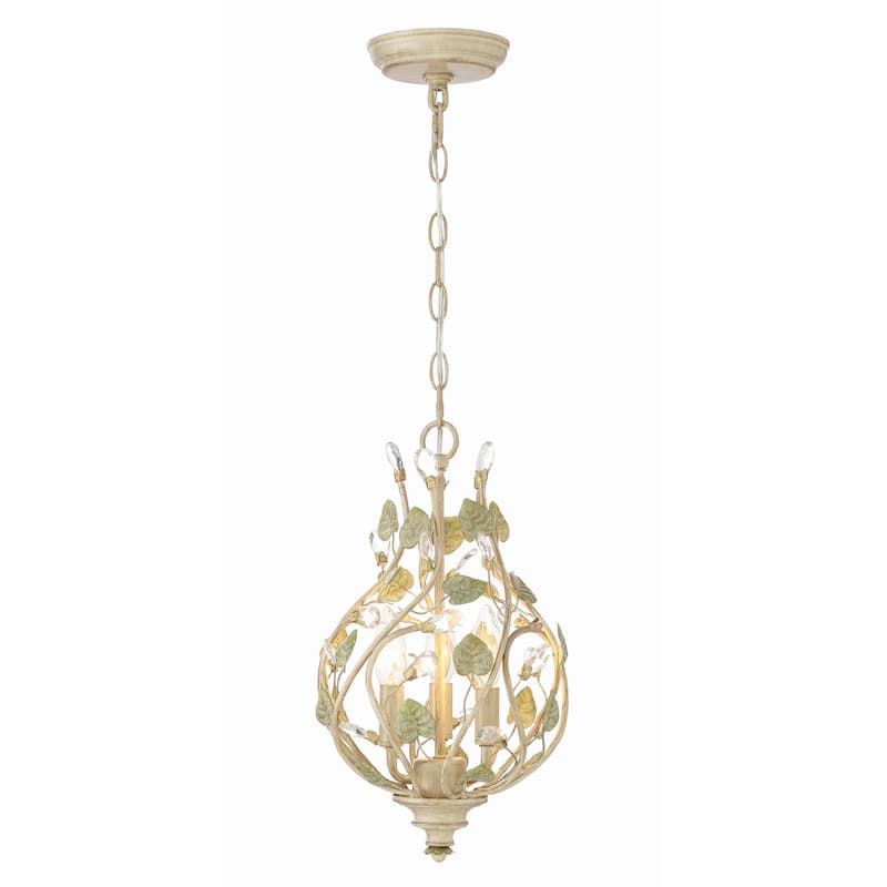 Josie 3 Light Champagne Green Tea Mini Chandelier - 9"W x 16"H x 9"D