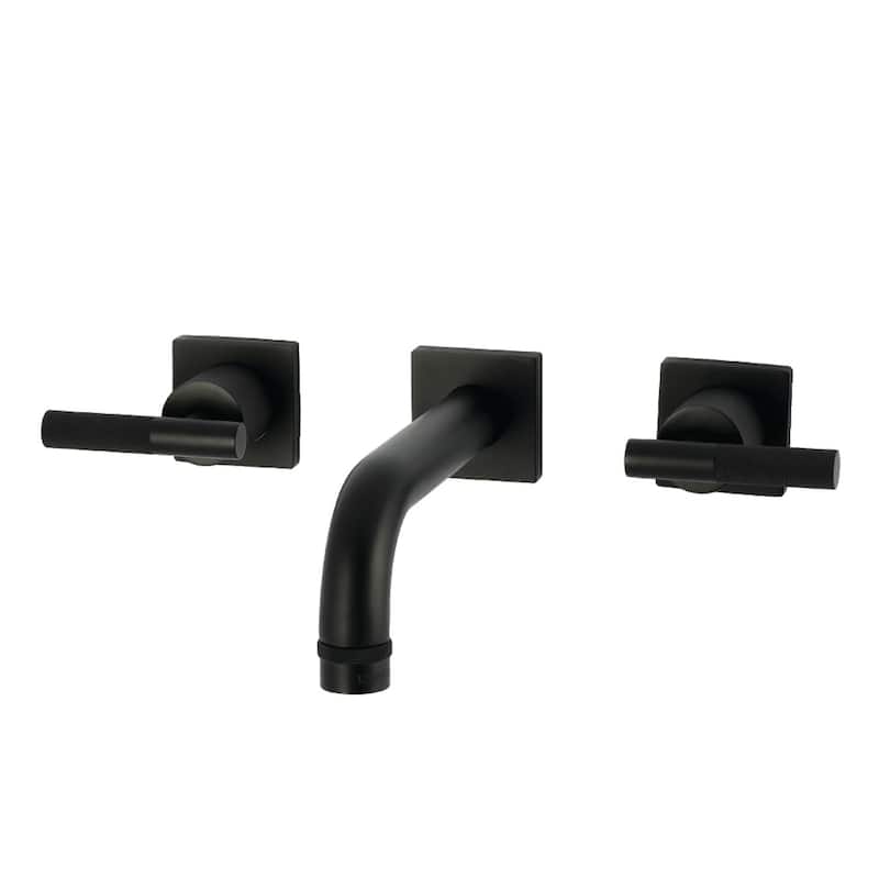 Kingston Brass Convergent Double-Handle Wall Mount Bathroom Faucet with Knurled Handle - Matte Black