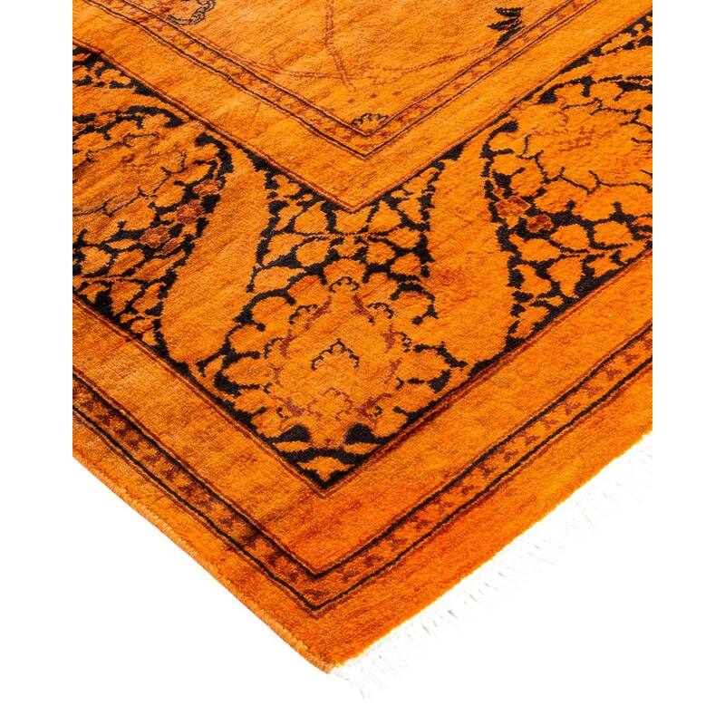 Overton Hand Knotted Wool Vintage Inspired Modern Contemporary Overdyed Orange Area Rug - 4' 2" x 6' 3"