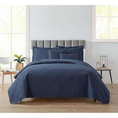 Clara Clark Bedspread Quilt Set - Embossed Pinsonic Lightweight Coverlet Set