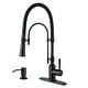 preview thumbnail 24 of 87, WOWOW Single Handle Gooseneck Pull Down Sprayer Kitchen Faucet With Soap Dispenser - Oil Rubbed Bronze