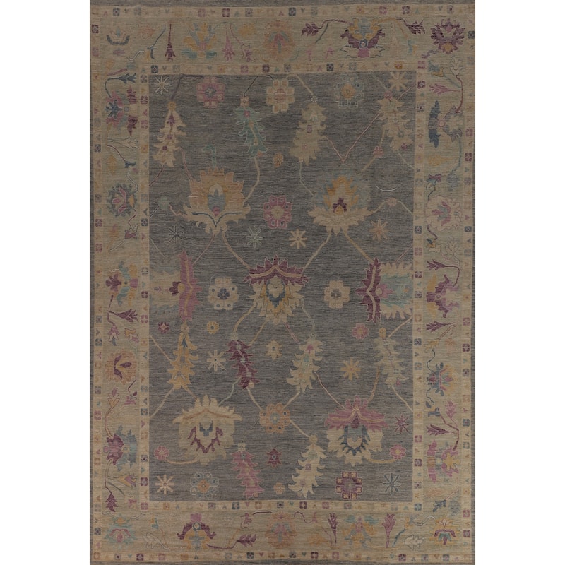 Grey Oriental Oushak Turkish Large Area Rug Handmade Wool Carpet - 10'0"x 13'7"