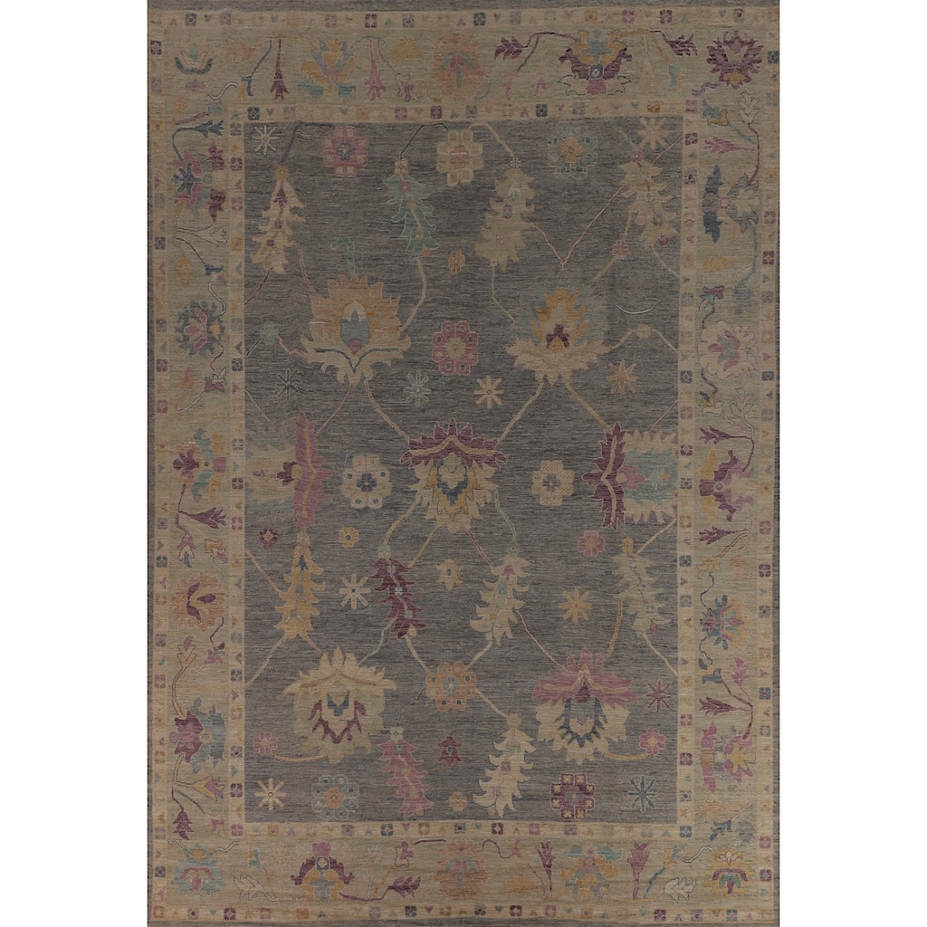 Grey Oriental Oushak Turkish Large Area Rug Handmade Wool Carpet - 10'0"x 13'7"