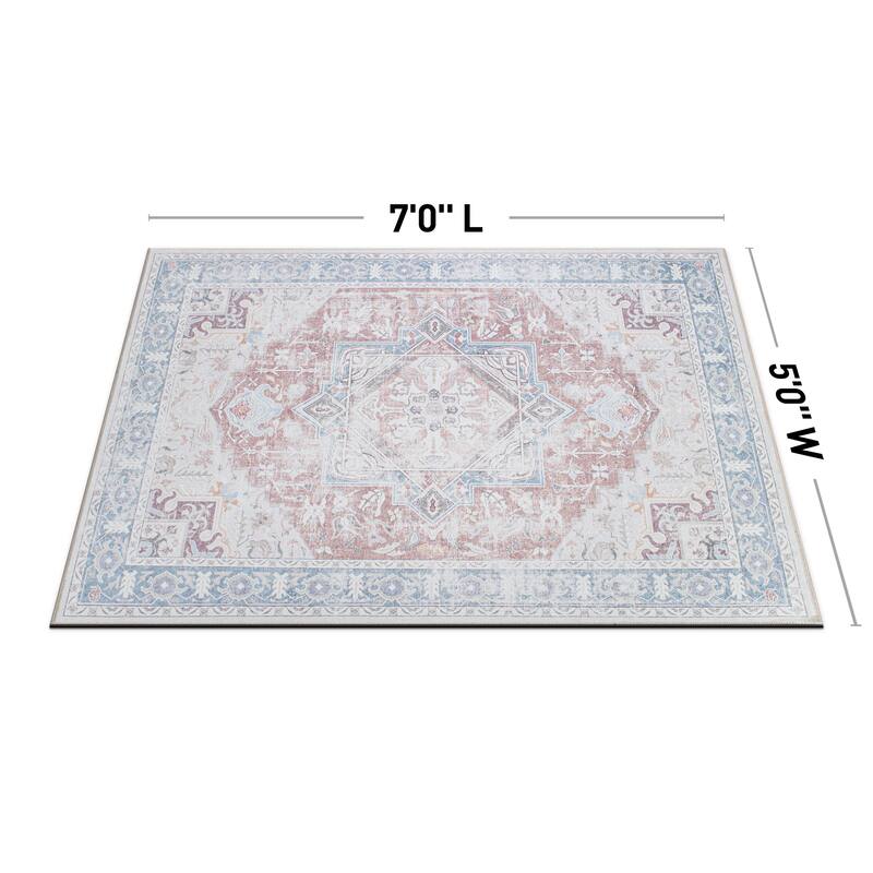 Distressed Boho Machine Washable Area Rug