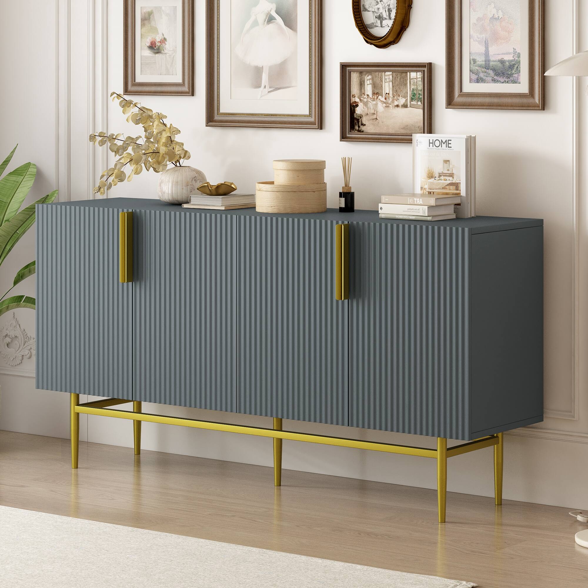 Modern Elegant 4Door Sideboard Gold Metal Handle Buffet Bed Bath & Beyond 39719989
