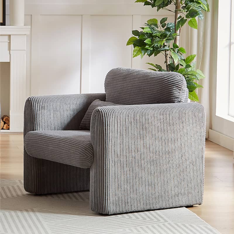GDFStudio - Emiliano Sofa Set in Premium Corduroy with Elegant Design and Superior Comfort - Grey - 1 Seat
