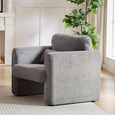 Grey Modern 33" Upholstered Lounge Chair with Support Pillow for Living Room