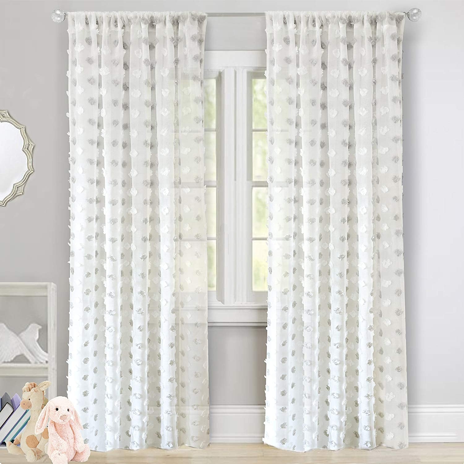 DriftAway Olivia White Voile Chiffon Sheer Window Curtain Panel Pair