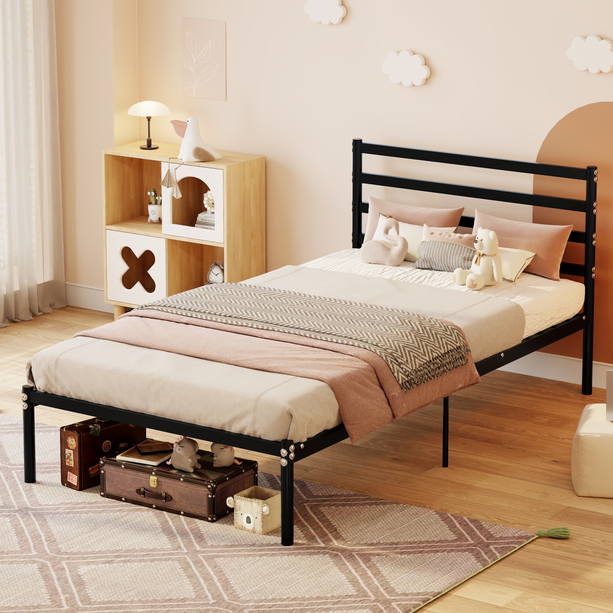 Classic Metal Platform Bed Frame Mattress Foundation Large Under Bed Storage