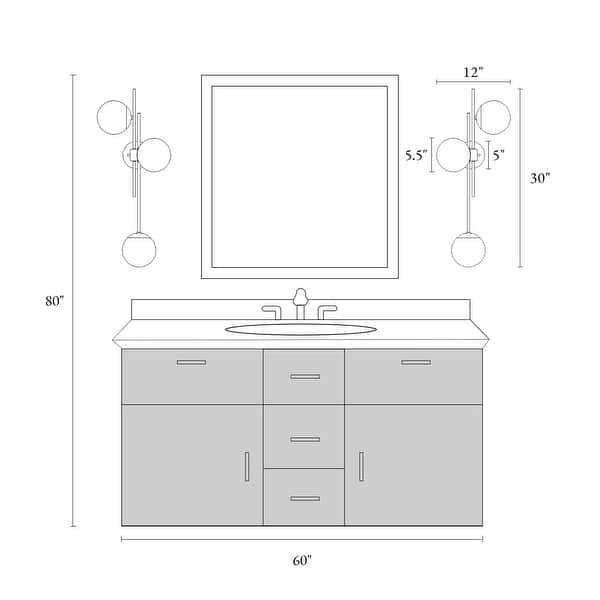 dimension image slide 0 of 5, Bola Modern Gold 3-Light Chandelier Wall Sconce Textured Glass Bathroom Vanity Light