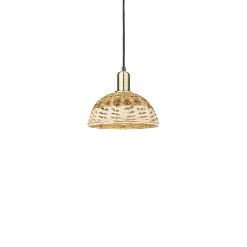 Innovations Lighting 716-1P-8-9 Natural Ballston Dome Pendant Natural - Black Antique Brass / Natural