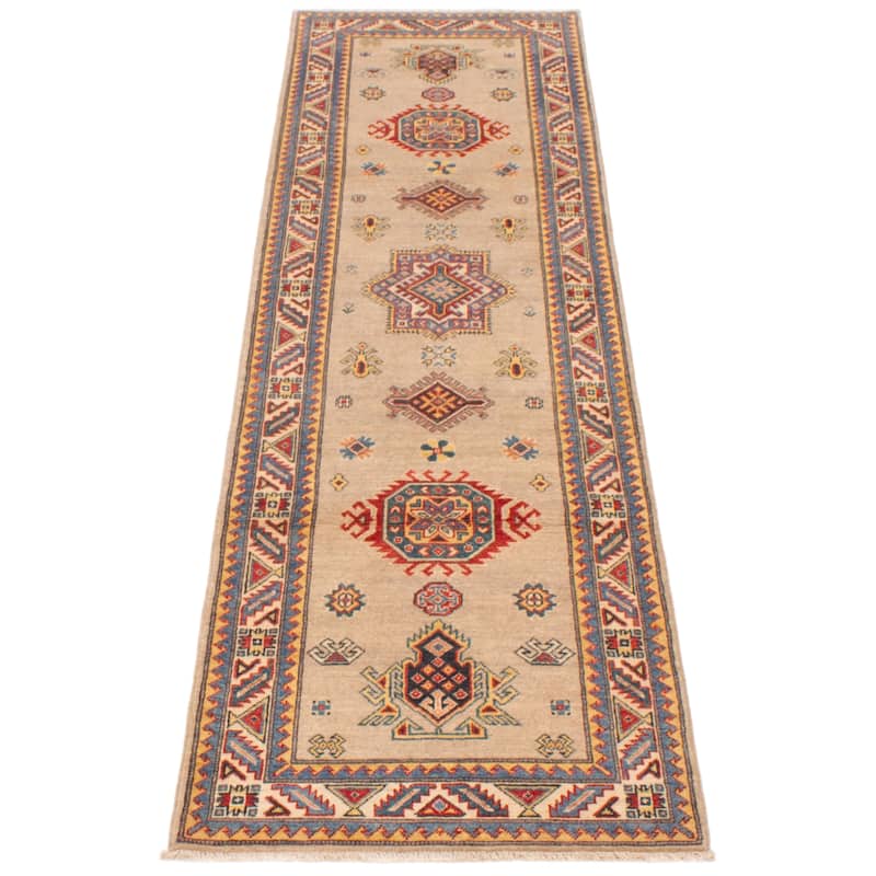 ECARPETGALLERY Hand-knotted Uzbek Ghazni Khaki Wool Rug - 2'9 x 9'10