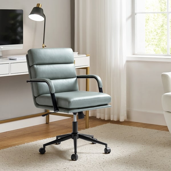slide 2 of 10, HULALA HOME Joseph Modern Task Faux Leather Chair with Tilt Lock and Center Tilt SAGE