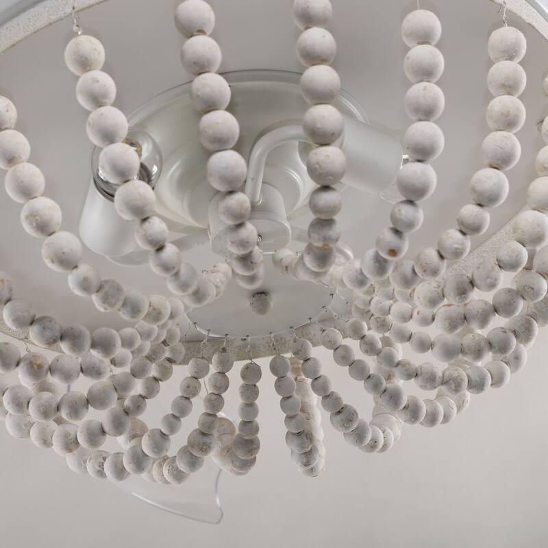42 in.White Retractable Chandelier Ceiling Fan with Remote and Light Kit - 42 in