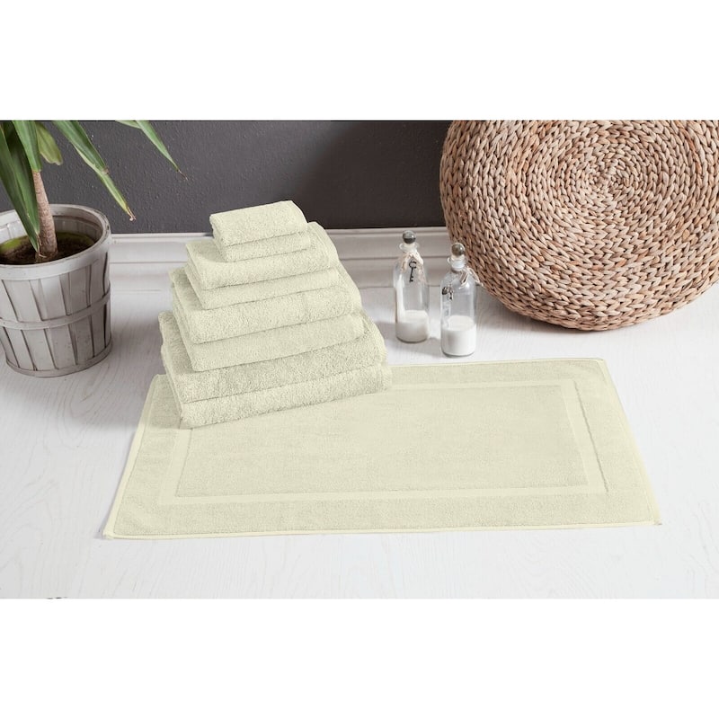 CTT %100 Turkish Cotton Towel Set 8 or 9 Pcs Quick Dry and Absorbent - 9 Piece - Ivory