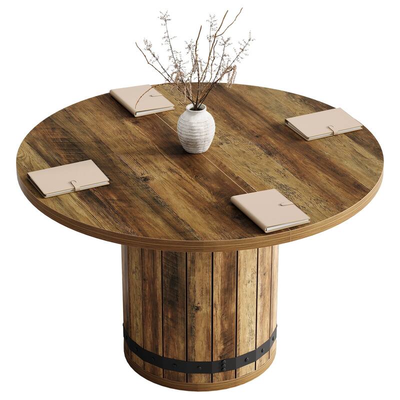39.37-Inch Round Conference Table, Farmhouse Meeting Room Table