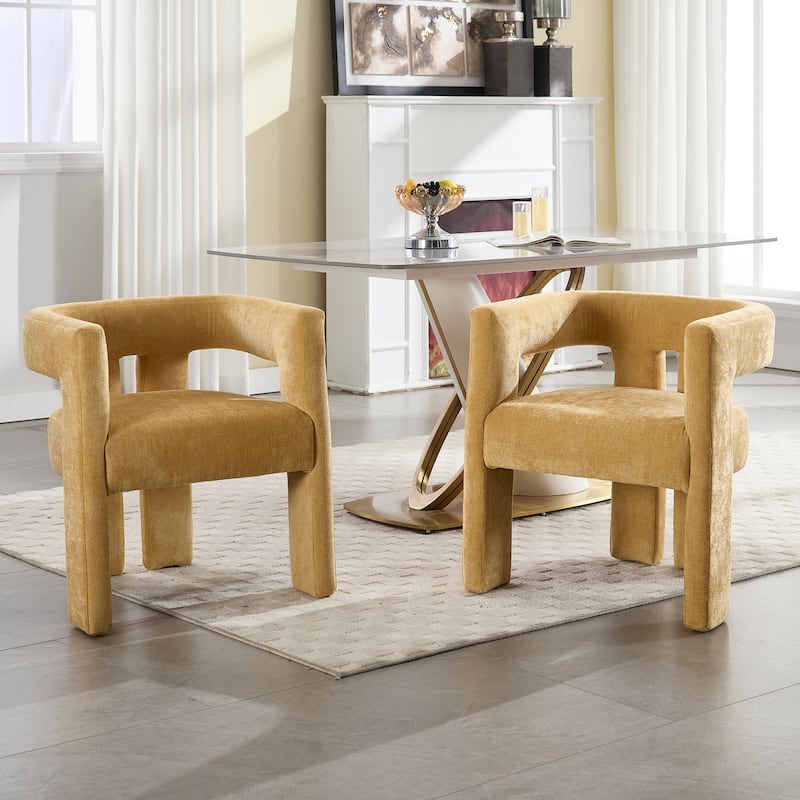 Barrel Chair Side Chair Yellow Accent Chair Set of 2, Modern Reading Chair Reception Chair Kitchen Chair - Yellow