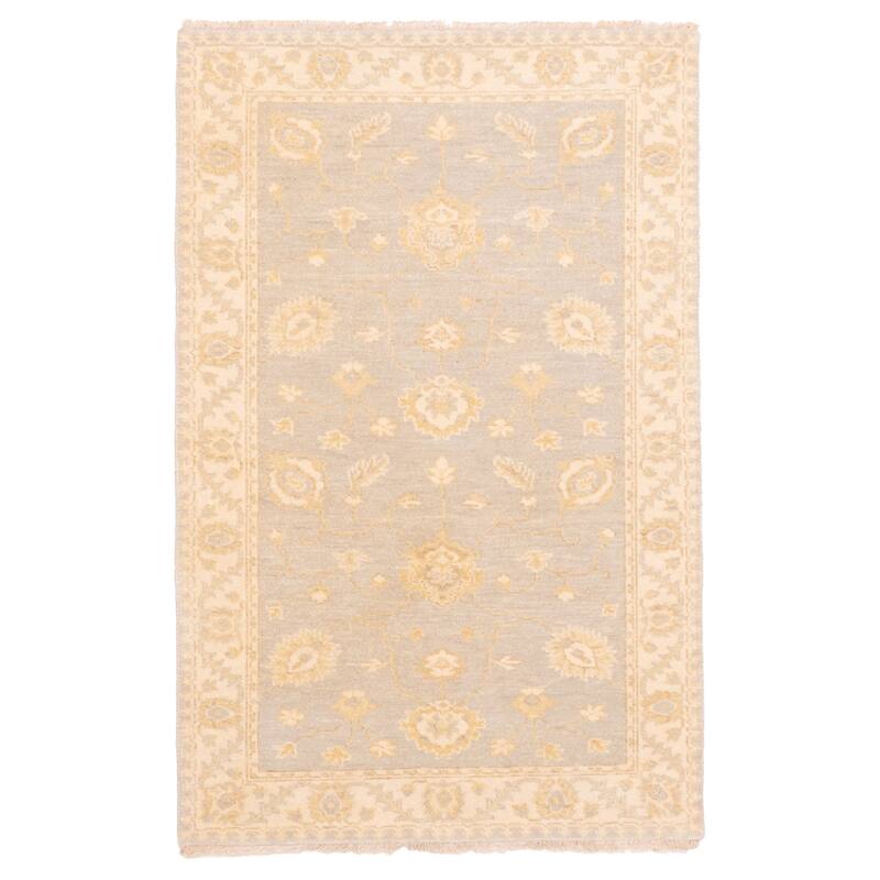 ECARPETGALLERY Hand-knotted Finest Oushak Grey Wool Rug - 3'2 x 4'10