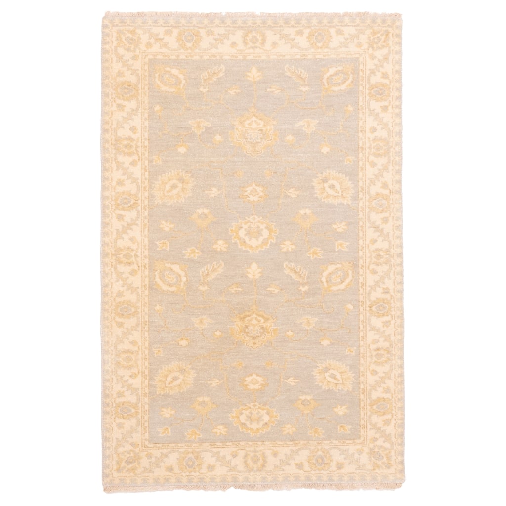 ECARPETGALLERY Hand-knotted Finest Oushak Grey Wool Rug - 3'2 x 4'10