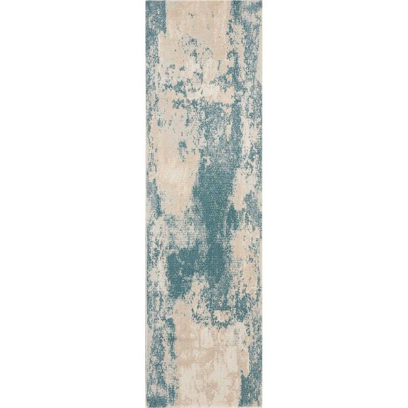 Kawez Power Loomed Abstract Modern Non Skid Stain Resistant Area Rug By HomeRoots - 90' X '26' X '0.5