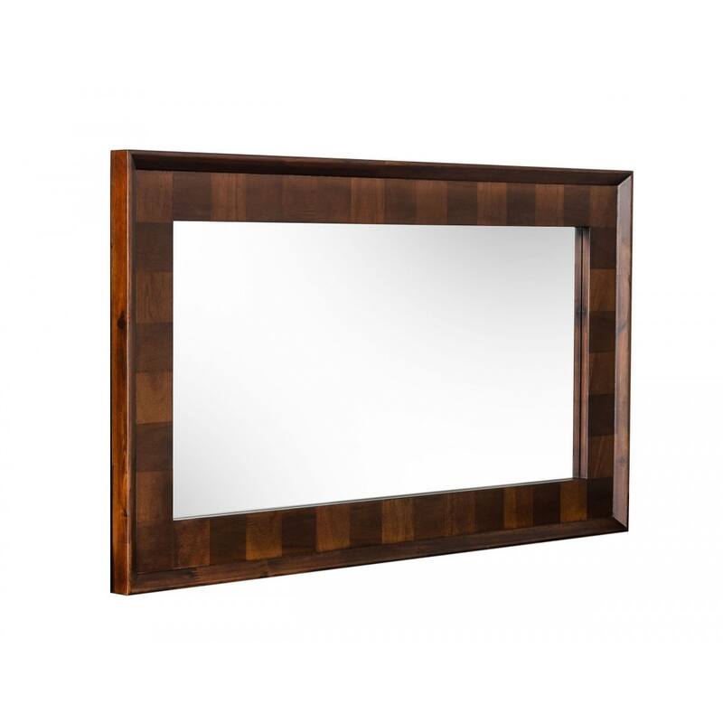 HomeRoots 32" Dark Brown Solid Wood Framed Accent Mirror - Dark Brown - 43' X '32' X '2