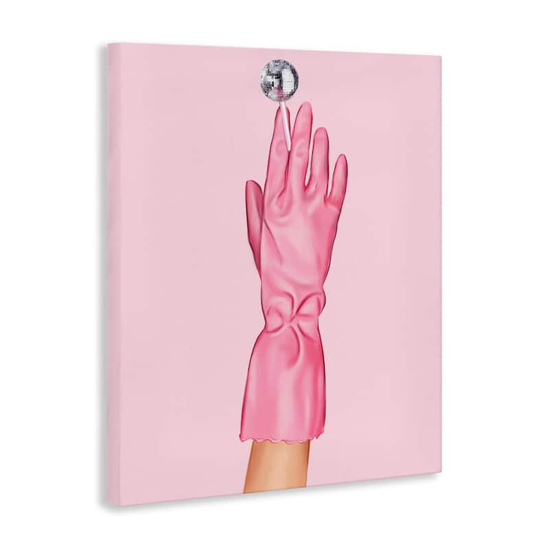 Stupell Pink Glove & Disco Ball Canvas Wall Art Design By Ziwei Li