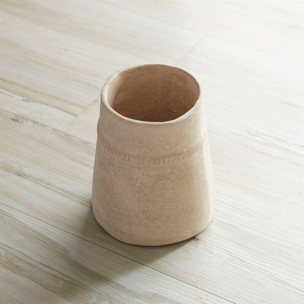 Rustic Style Paper Chalk Vase - 6.75" - Beige