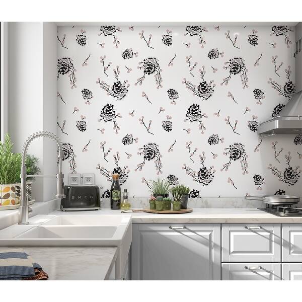 Pinecone Black White Peel And Stick Wallpaper By Kavka Designs 2 X 16 Overstock 31638082 Get free shipping on qualified peel & stick/removable, black wallpaper or buy online pick up in store today in the home decor department. usd