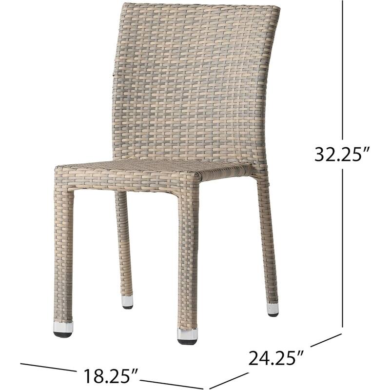 Roomfitters Outdoor Rattan Dining Chair Set of 4, Stackable Armless Patio Chairs, Weather-Resistant Design