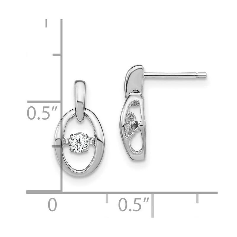 Curata 925 Sterling Silver Rhodium CZ Cubic Zirconia Vibrant Earrings - 14x7.5mm Wide