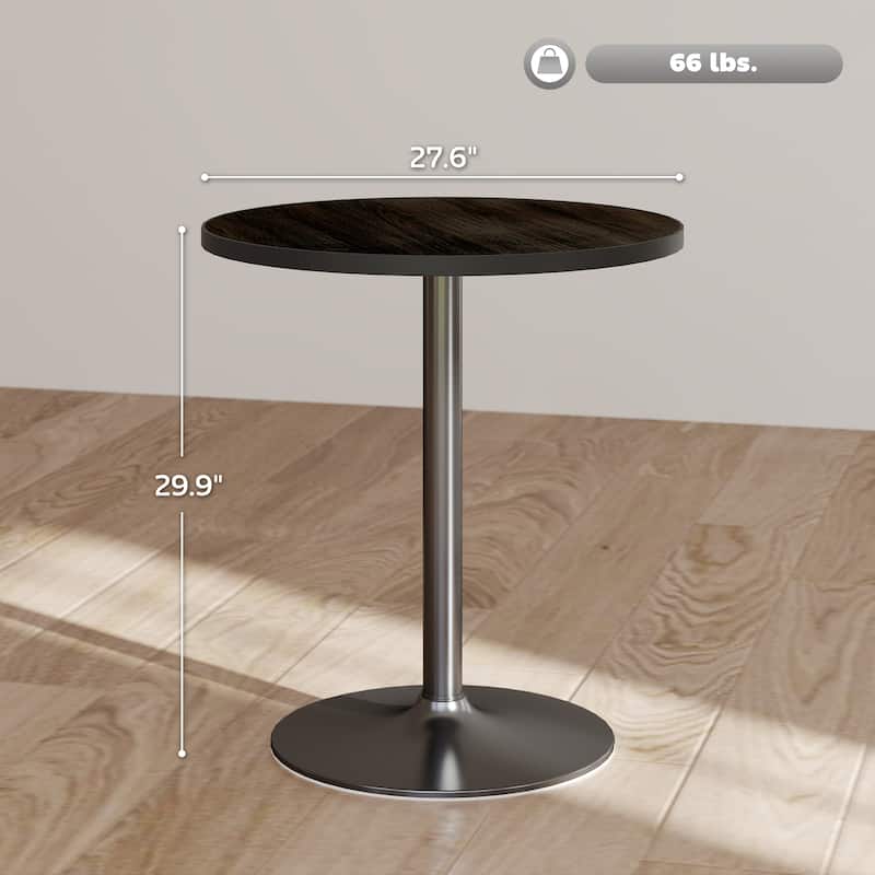 HOMCOM Round Dining Table for 2-4 People, Modern Kitchen Table with Wood Grain Top and Round Base for Dinning Room