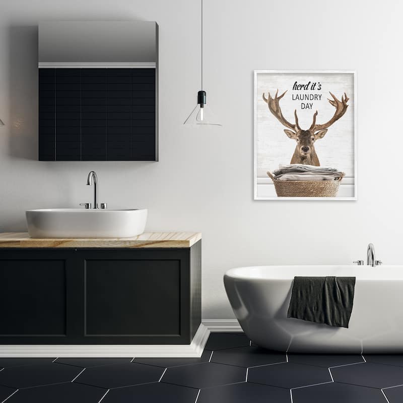 Stupell Herd It's Laundry Day Elk Framed Giclee Art Design By Lettered and Lined