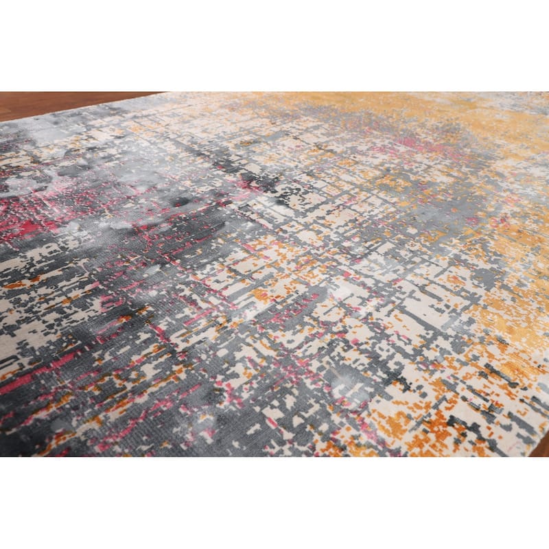 Contemporary Abstract Area Rug Hand-Knotted Bedroom Wool Carpet - 5'3" X 7'5"