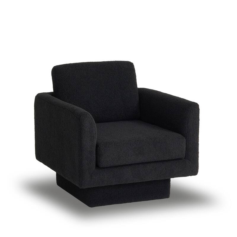 Boucle Swivel Chair with Thick Cushion