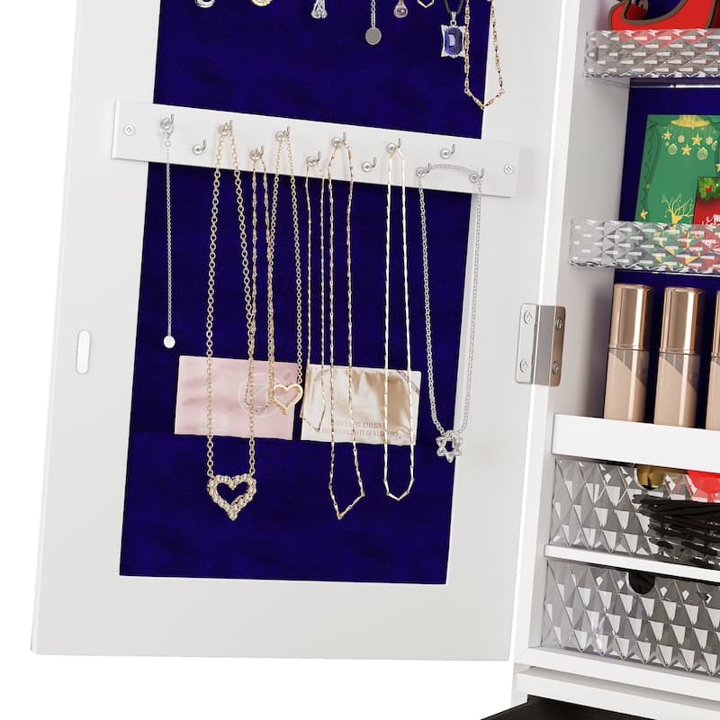 Swivel LED Jewelry Armoire with Lights - N/A