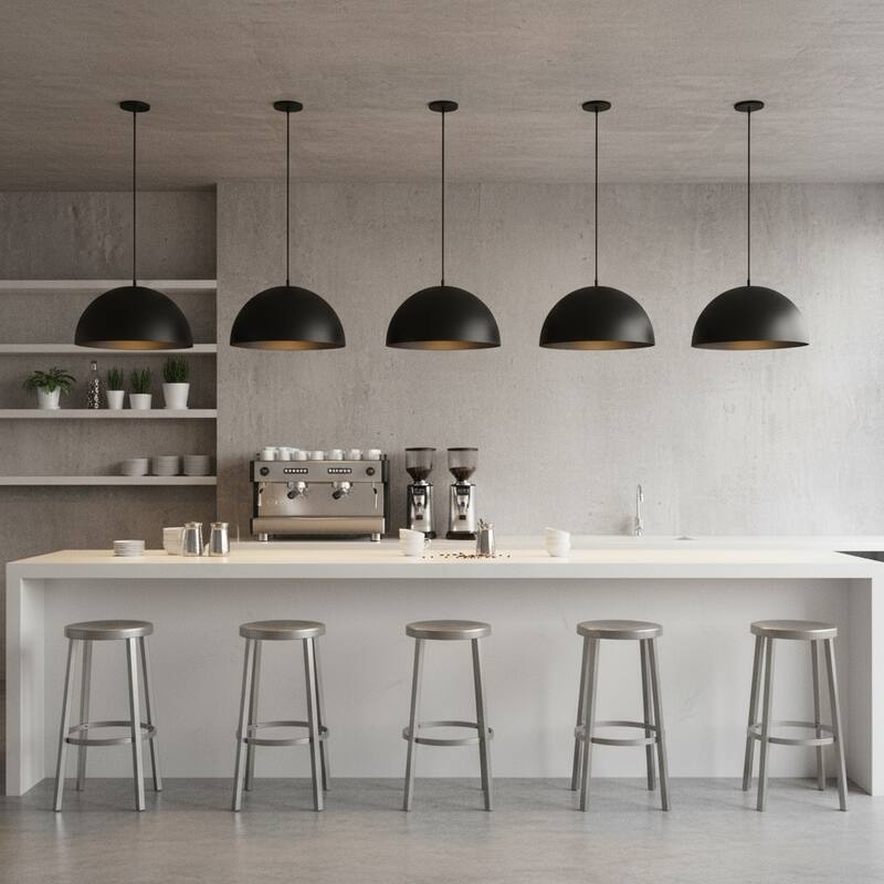 24 Inch Integrated LED Pendant Light Dimmable 5 Color Temperature Selectable - Black