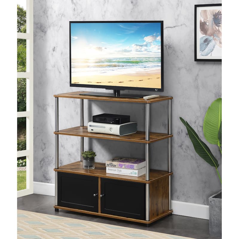 Convenience Concepts Designs2Go Highboy 40 inch TV Stand with Storage Cabinets and Shelves - Barnwood