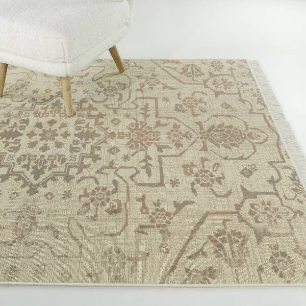 slide 2 of 5, Caldera Vintage Traditional Recycled Area Rug 7'10" x 10' - Cream - Rectangle