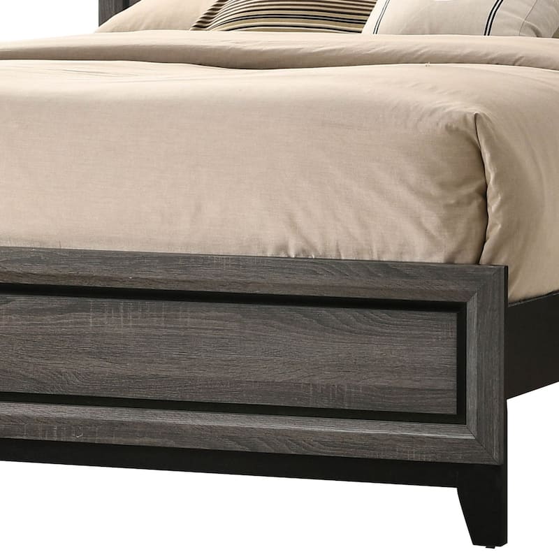 Grooved Panel Contemporary Eastern King Bed with Tapered Legs, Gray