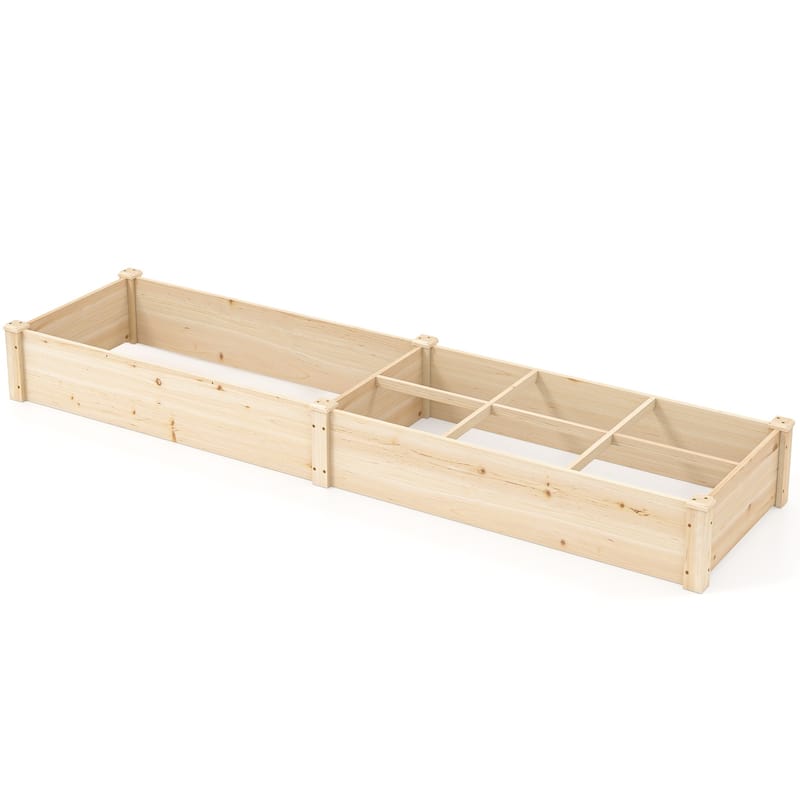 Costway Wooden Raised Garden Bed, Elevated Patio Planter with 2/7 - Natural
