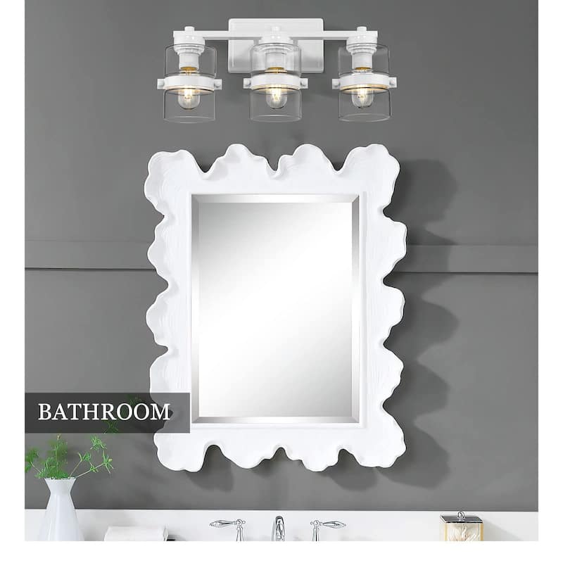 Modern Industrial 3-Light Bathroom Vanity Light with Clear Glass,White or Black and Gold Finish