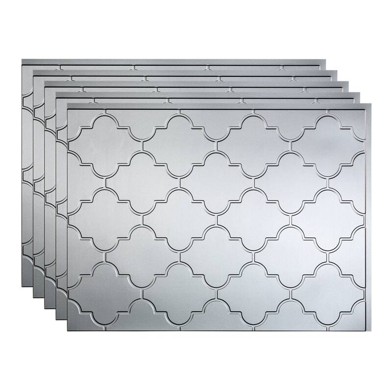 FASÄDE Monaco Decorative Vinyl Backsplash Panel - 5 Pack - Argent Silver