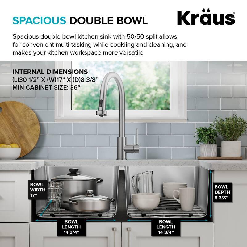 KRAUS Fairlane Undermount 18 Gauge Stainless Steel Kitchen Sink