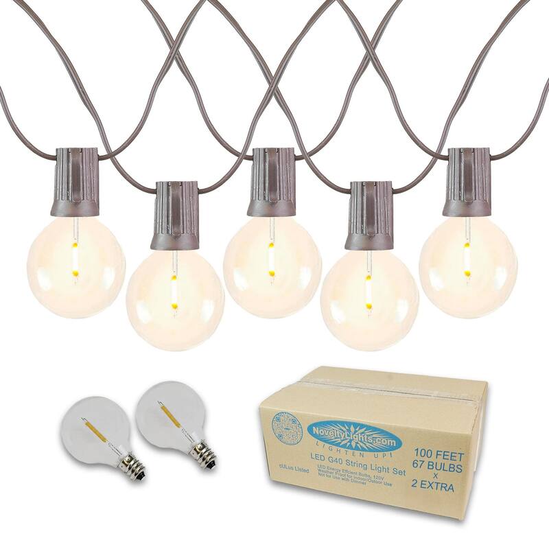 Novelty Lights 67 Feet G67 LED Hanging Patio Outdoor String Lights - Large - Brown