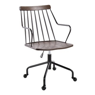 Rustic Spindle Chair Rustic Spindle-Back Design Office Chair, Adjustable Height with 360 ...